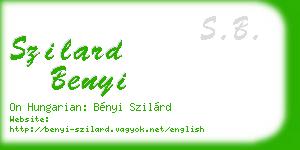 szilard benyi business card